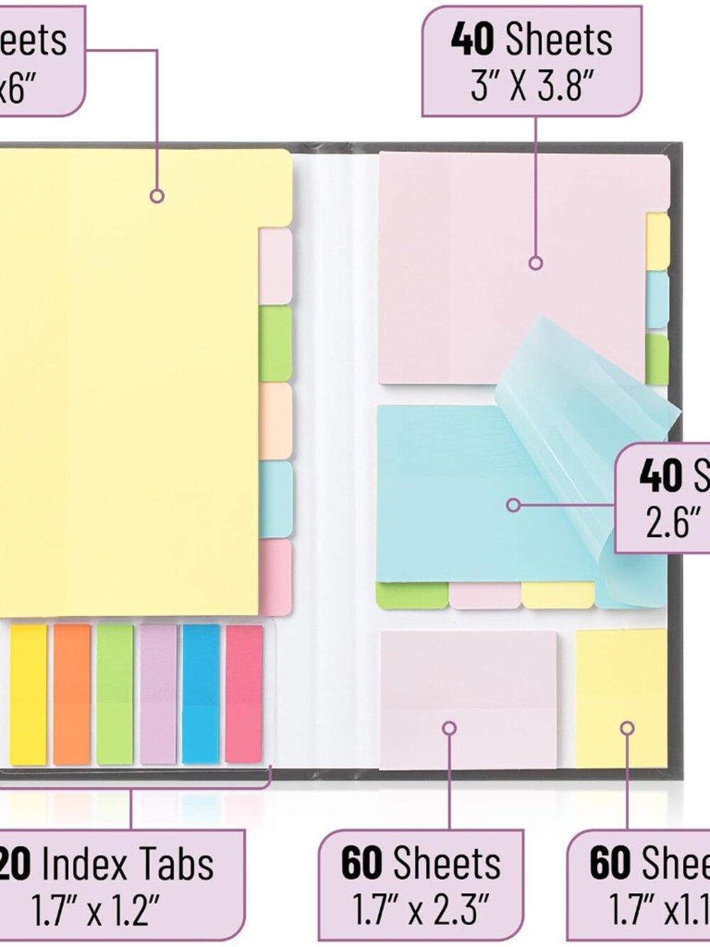 Transparent Sticky Notes Set, 380 Pack - Picture 2 of 7